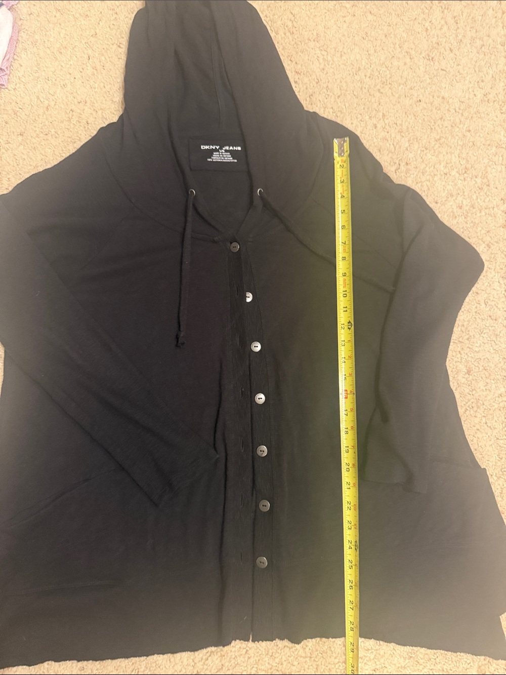 Dkny Black Button-Up Hooded Shirt